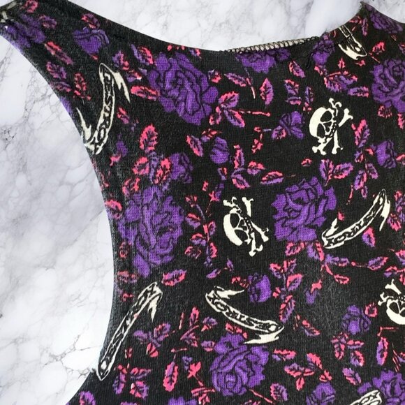 VTG Tripp NYC Destroy Skull Print Rose Dress - Picture 9 of 9